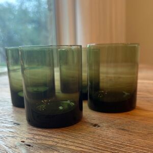 Vintage Japanese Sasaki Olive Low Ball Glasses, s/4